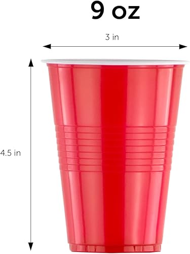 Miniatura 2 de DecorRack 50 vasos de plástico rojo llama, 9 onzas, vasos desechables sin BPA para fiestas de día de juego, Navidad, celebraciones del 4 de julio