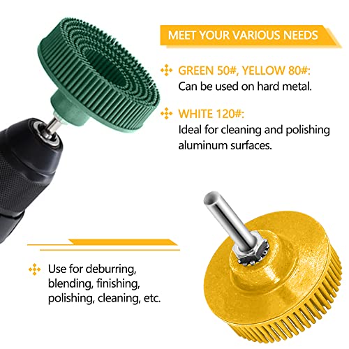 Image of 6 Pack 2 Inch Bristle Disc Grit 50# 80# 120# with 1 /4 inch Shank Attachment Abrasive Coating Removal Disc for Metal (6, 2 inch)