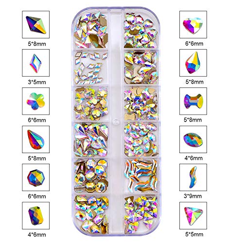 BLINGINBOX 240pcs Multi Shapes Glass Crystal AB Rhinestones Nail Art Set Nail Gems Iridescent Clear Class Flat Back Shiny Nail Jewels for Nail Art DIY Crafts Phones Clothes Shoes Jewelry Bag (Kit 3) BLINGINBOX 240pcs Multi Shapes Glass Crystal AB Rhinestones Nail Art Set Nail Gems Iridescent Clear Class Flat Back Shiny Nail Jewels for Nail Art DIY Crafts Phones Clothes Shoes Jewelry Bag (Kit 3)