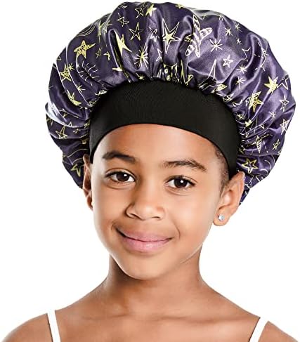 Red by Kiss Kids Satin Bonnet Sleep Cap Reversible Hair Bonnet for Boys and Girls Sleeping Night Silk Sleep Cap (Star) Multi Color