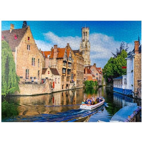 MyPuzzle Historical City Center with Canal in Bruges, West Flanders, Belgium - Premium 1000 Piece...