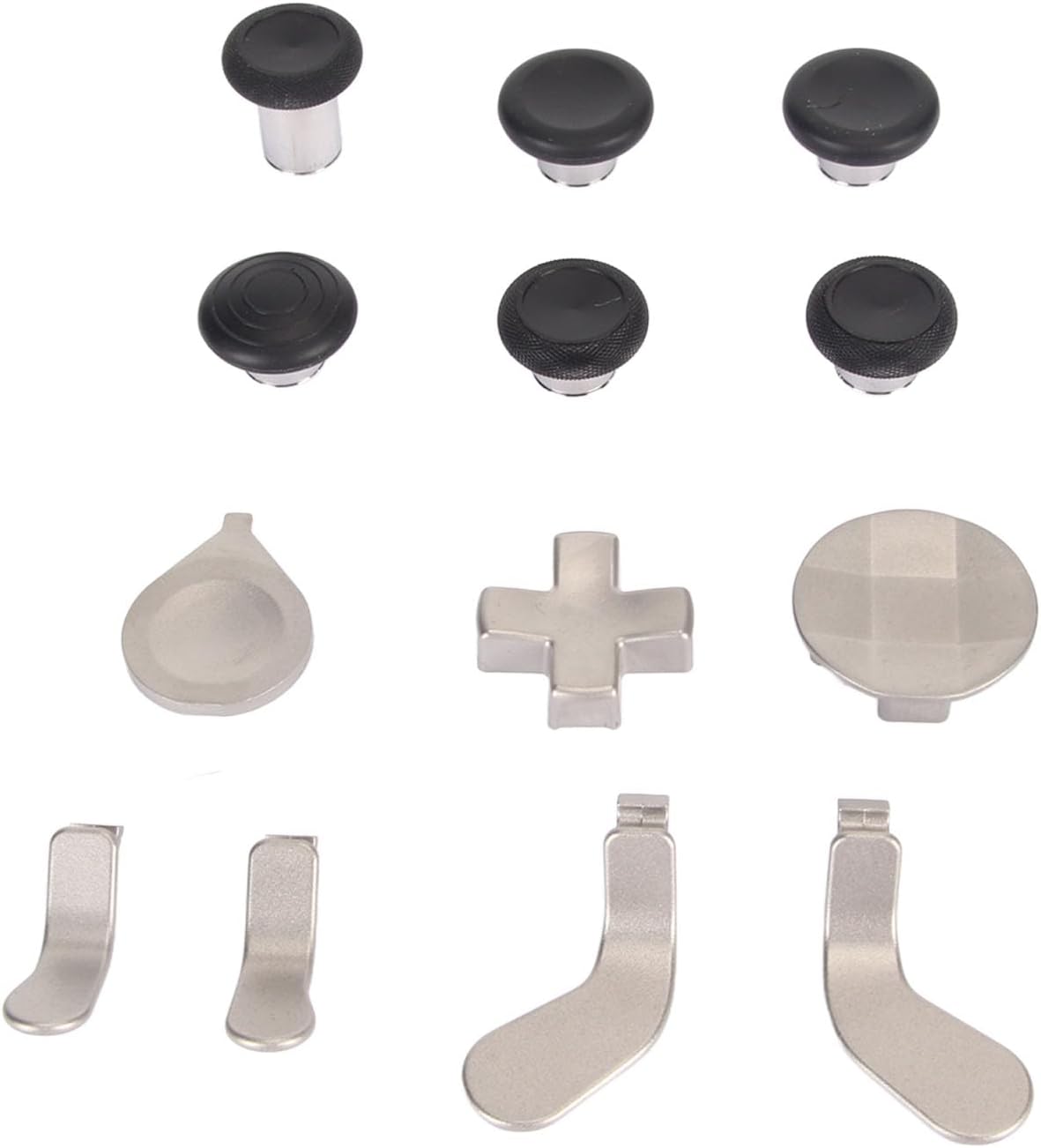 Metal Thumbsticks for Xbox One Elite Series 2 Controller, 13 in 1 Replacement Magnetic Thumbsticks buttons Kit, Wireless Controller Paddles Accessories (Silver)