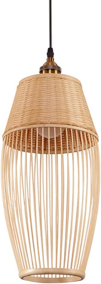 LQZCXMF Vintage Bamboe Geweven Licht E27 Basis Plafond Hanglamp Rieten Plafond Rieten Kap Met Verstelbare Kap Voor Slaapkamer Loft Keuken Koffieshop LQZCXMF