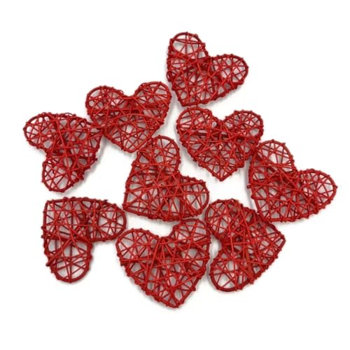 10pcs 5cm Rouge rotin Osier Coeurs Bricolage Coeur Osier Osier Naturel Osier rotin Boule pour la décoration de Table de Mariage à la Maison