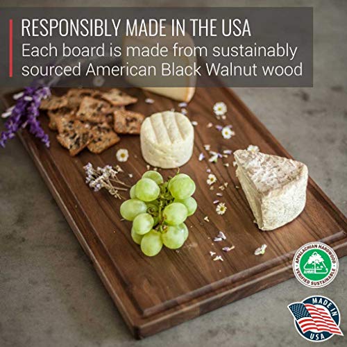 Large Walnut Wood Cutting Board by Virginia Boys Kitchens - 17x11 American Hardwood Chopping and Carving Countertop Block with Juice Drip Groove (Renewed) - Thumbnail 7