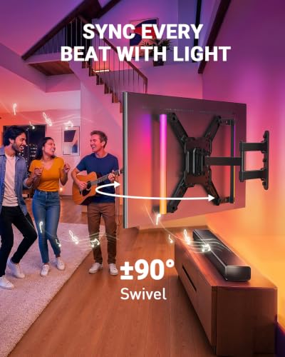 Image of Perlegear TV Wall Mount with LED Lights for 28-65 Inch TVs up to 82 lbs