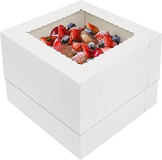 Moretoes 15pcs Cake Boxes 10x10x8 Inches White Bakery Boxes with Window Pastry Boxes Dessert Boxes for Cakes, Pies, Donuts