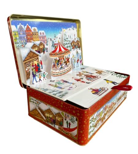 your castle - Caja de metal grande para galletas navideñas, chocolates y pralines (3,8 L, 3,8 L), tamaño 28 x 18 x 8 cm