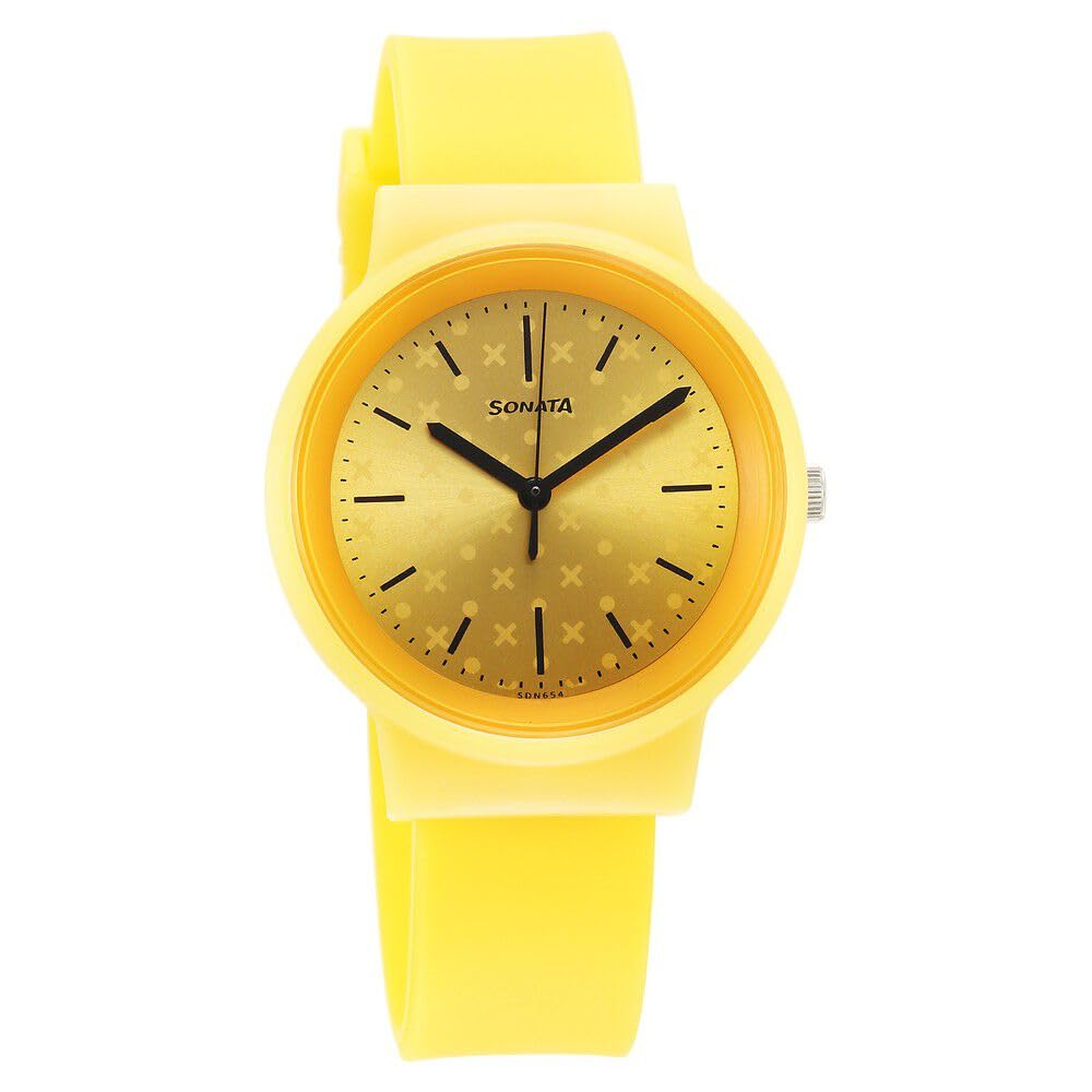 Sonata Splash Quartz Analog Yellow Dial Plastic Strap Watch for Women-87048PP03W (B0CSP34TKM) Amazon Price History, Amazon Price Tracker