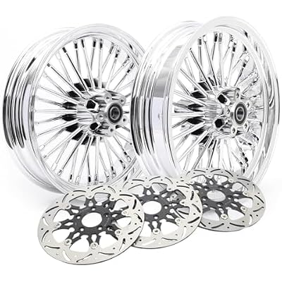 TOFR 16inch Chrome Front Rear Rims Wheels Fat Spokes For Harley Touring Road King FLHR Electra Glide FLHTC Street Glide FLHX Road Glide FLTR 2000-2008 2005 2006 W/ 11.5 Floating Brake Rotors