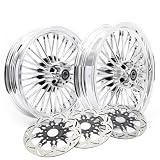 TOFR 16inch Chrome Front Rear Rims Wheels Fat Spokes For Harley Touring Road King FLHR Electra Glide FLHTC...