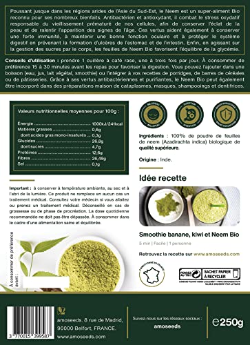 Neem en Poudre Bio 250G | Feuilles de Margousier | Peau, Cheveux, Digestion | Qualité Supérieure – vue 7