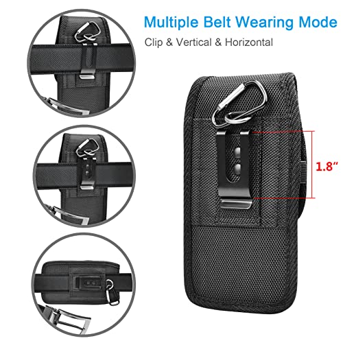 Tiflook Belt Holster For Moto G Stylus 5G G Pure G Power G Play Edge 5G Uw One 5G Ace Z4 Nylon Cell Phone Pouch Belt Holder Carrying Case With Belt Clip Loop Card Slots, Black #TOP5