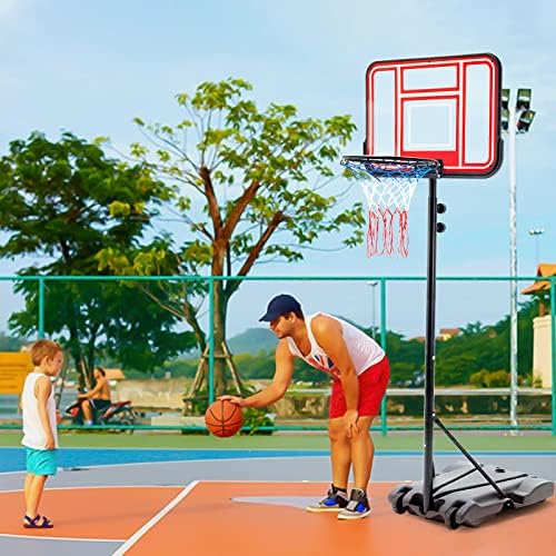 JL Comfurni Basketball Hoop and Stand for kids and Youth Adjustable 166-208cm, Basketball Stand Outdoor Portable Basketball Hoop Net with 2 Wheels and Transparent Polyethylene Shatterproof Backboard