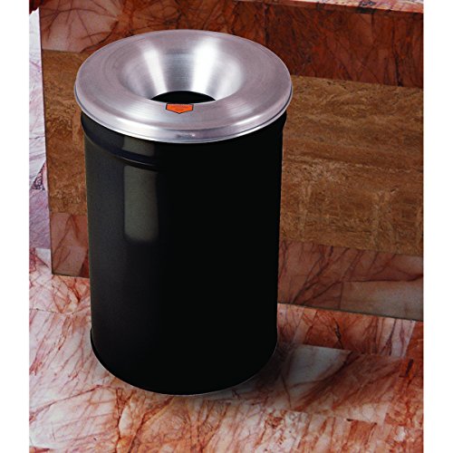 Justrite 26655K Cease-Fire Steel Paper Waste Receptacle with Aluminum Head, 55 Gallon Capacity, 24