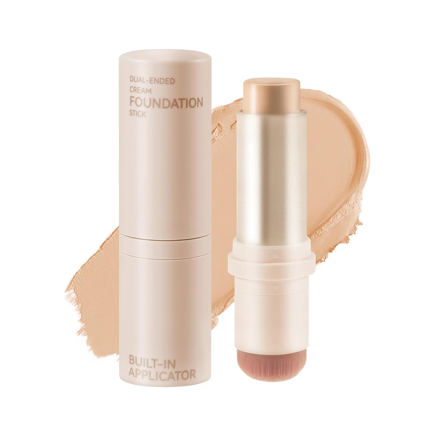 Full Coverage Concealer with Brush, Dual Ended Foundation Makeup Stick, Long Lasting and Waterproof, Hydrating Lightweight Concealer Pencil for a Flawless Look