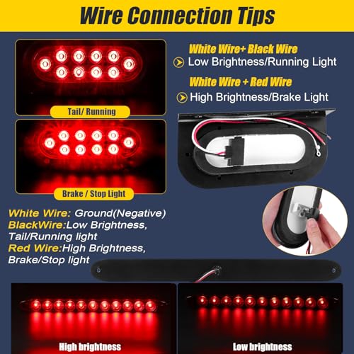 EXERAUO 6" Oval LED Trailer Lights Kit with Mounting Bracket, Submersible Stop Brake Tail Light, Light Bar and Wiring Harness for Boat Truck RV Trailer by EXERAUO - Image 4