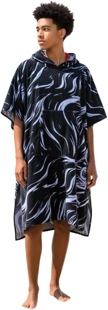 Malo’o Mehana Changing Poncho – Soft Cotton Hooded Towel Robe with Pocket, One Size Fits Most, Warm & Comfortable for Beach, Surf, Swim, Camping & Travel – Unisex