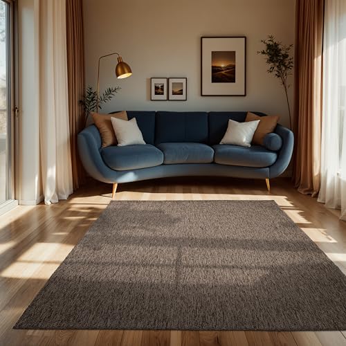 Paco Home Outdoor Teppich Flachgewebe Sisaloptik Modern Einfarbig meliert wetterfest & pflegeleicht Küchenteppich Ideal für Terrasse Balkon Garten, Grösse:240x340 cm, Farbe:Taupe