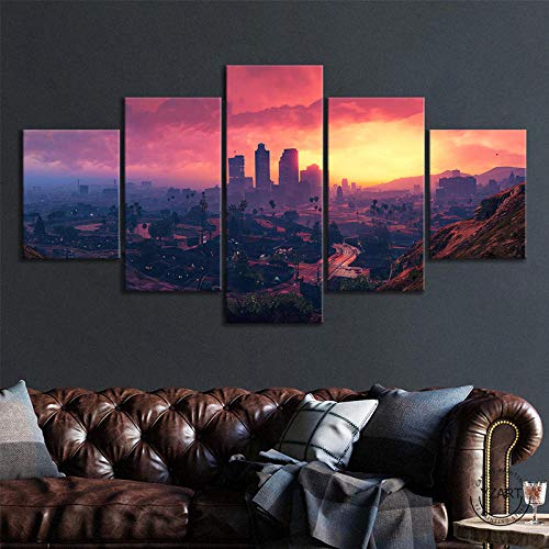 IGZAKER GTA V Game Poster Cityscape Painting landscpae Wall Art Canvas Paintings for livign Room Wall decor/30x40 30x60 30x80cm (no Frame) IGZAKER GTA V Game Poster Cityscape Painting landscpae Wall Art Canvas Paintings for livign Room Wall decor/30x40 30x60 30x80cm (no Frame)