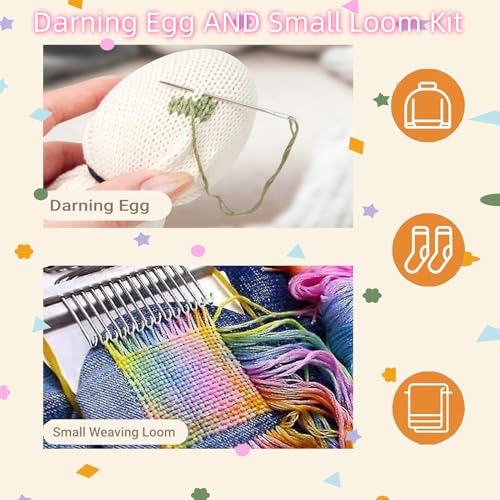 YFXJC Ovo de Cerzir- Mini Tear de Cerzir, Conjunto de Ferramentas de Tecelagem de Ovo de Cerzir com