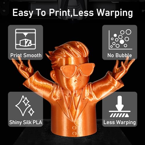 Image of Silk Metallic Shiny Copper 3D Printer Filament, 1.75mm PLA 3D Printing Material 1kg 2.2lbs /Spool,for FDM 3D Printer