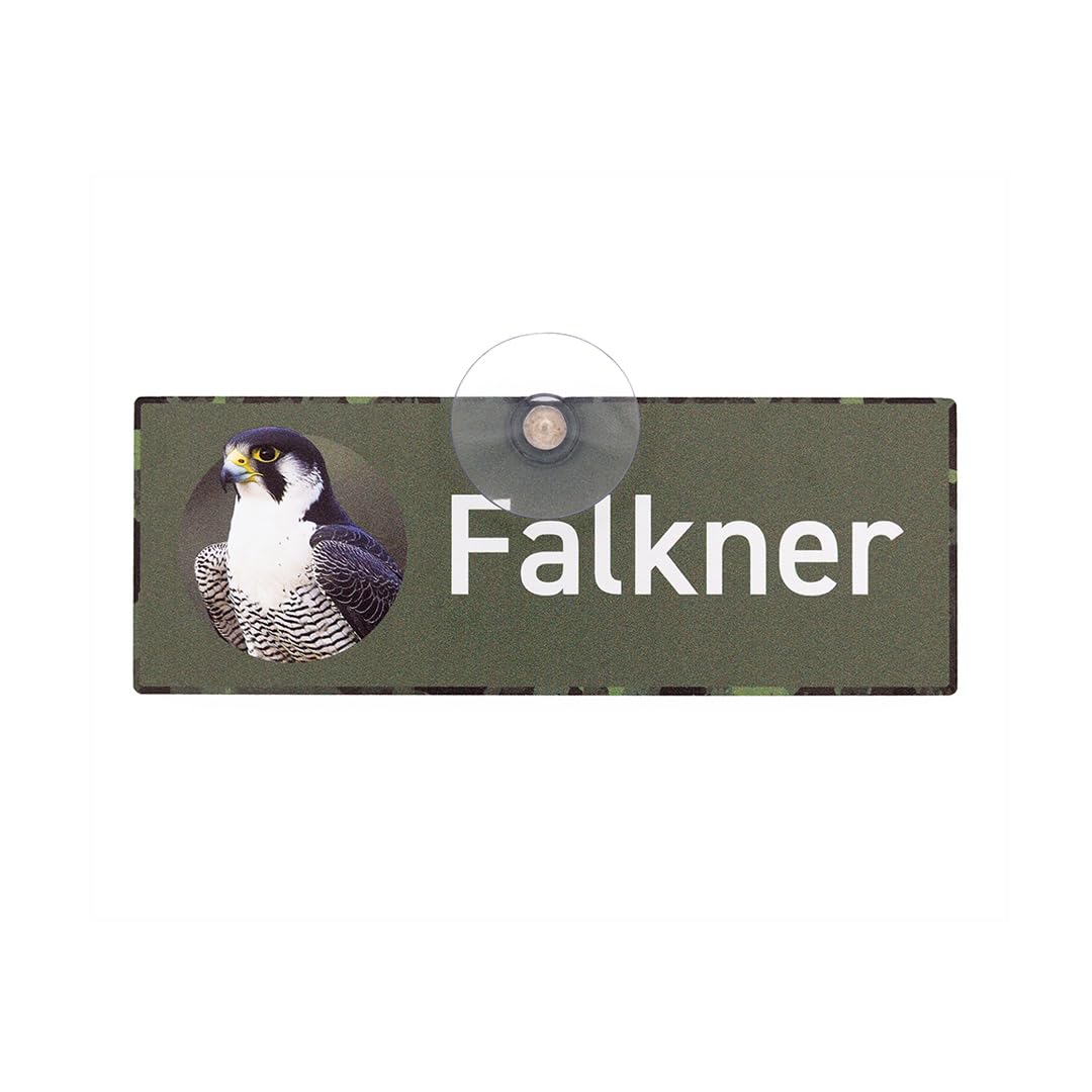 FALKNER SCHILD - Premium Autoschild mit starkem Saugnapf für die Autoscheibe aus formstabilem Aluverbund, UV- und Witterungsbeständig, 18 x 6.5 cm - MADE IN GERMANY
