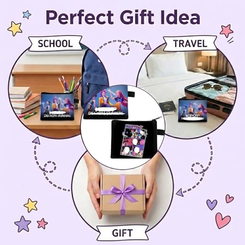 ROKZELT 2 Stücks Kinder Kpop Geldbeutel, Kpop Portemonnaie Täschchen mit Reißverschluss, Leinwand Münzbeutel, Harry Kleingeldbörse für Coin, Portemonnaie, Schlüssel, Kopfhörer, Lippenstift, Papier