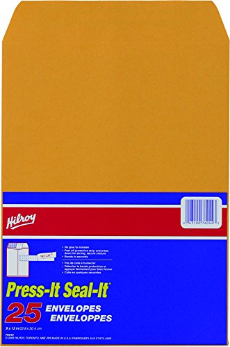Hilroy - Hilroy Kraft Envelopes, 9" x 12", Press-it Seal-it Closure, 25 Per Pack (76044)