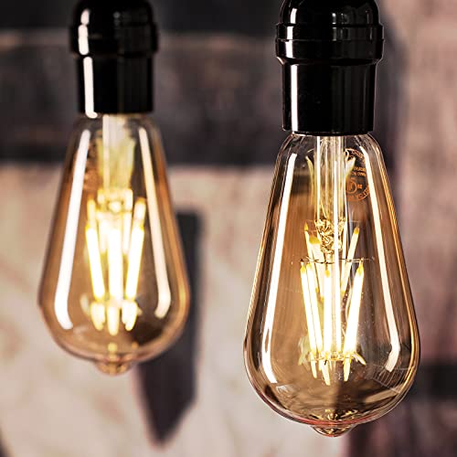 Brightown Vintage Led Light Bulbs - 6 Packs 6W E26 Led Bulb 60 Watt Equivalent, Dimmable Led Edison Bulb, Antique St64 Amber Tinted Bulbs, 3500K-4000K Neutral White #TOP1