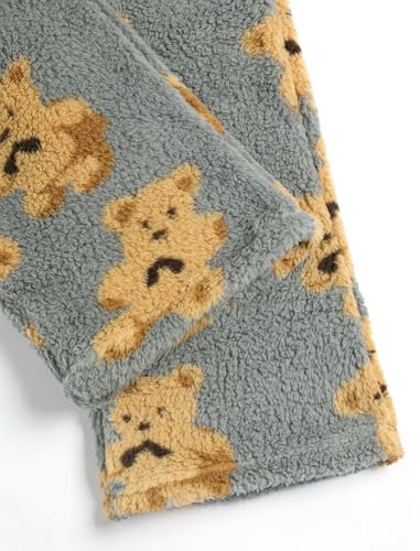 Image of ZAFUL Women's Fuzzy Plush Pajama Pants Wide Leg Pj Bottoms Lounge Pants | Soft Fluffy Sleep Pants Drawstring Elastic Waist Teddy Pjs for Women No Pockets