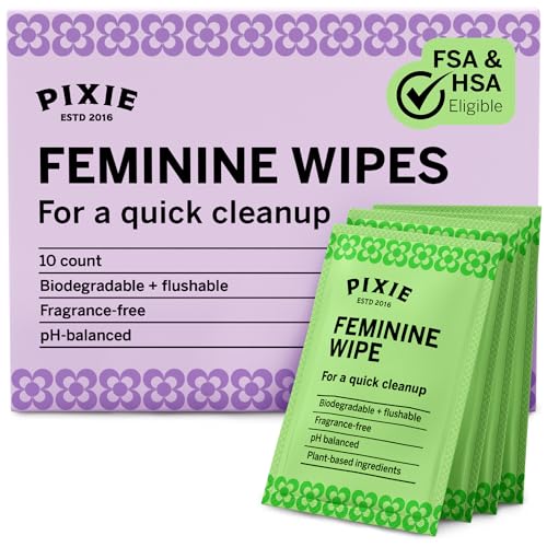 Pixie Feminine Wipes - Flushable, Biodegradable, & Ph Balanced -