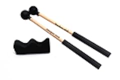 TUOREN 1 Pair Tongue Drum Mallets with Bracket Handpan Drum Sticks Rubber Mallet Percussion Instrument Accessory (Type A)