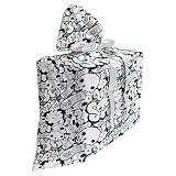 ABAKUHAUS Ados Sac Cadeau pour Fête Prénatale, Crânes et Graffiti Doodle, Pochette en Tissu Réutilisable de Fête avec 3 Rubans, 70 x 80 cm, Gris Anthracite Blanc