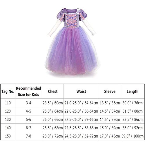 Iwemek Girls Princess Rapunzel Dress Costume Halloween Party Fairy Tale Cosplay Fancy Dress Up Long Gown For Kids 3-4 Years #TOP6