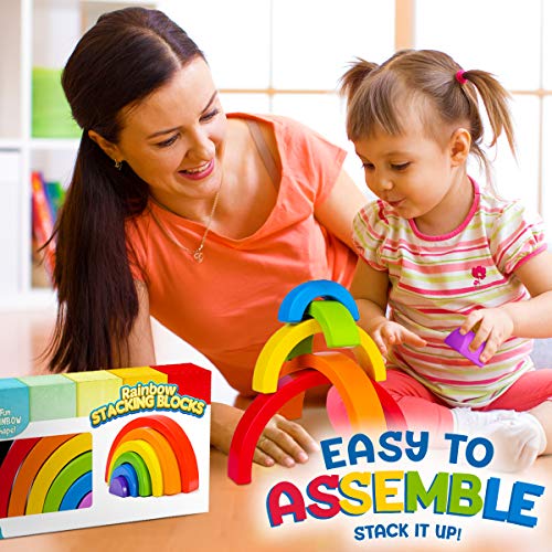 Goody King Wooden Toy Rainbow Stacking Toy - 6 Pcs Montessori Toys for 1 Year Old Educational Toy Preschool Activity Learning Creative Stacking Color Sorting Early Learning Early Development Gift - Thumbnail 7