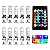 OtpOutopa Car T10 RGB LED Bulb Width Light with Remote Control W5W 194 168 2825 Strobe Light 16 Colo