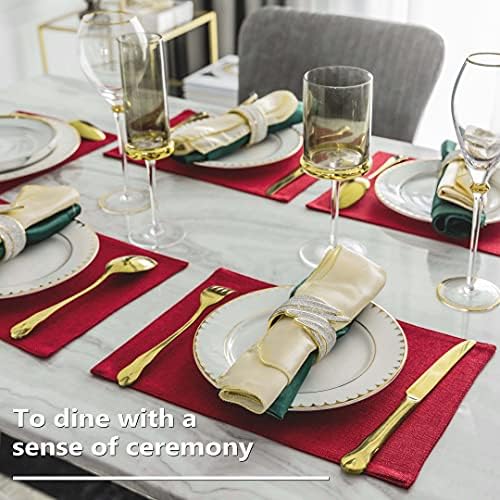 Home Brilliant Placemats Set of 4 Dark Red, Table Decoration Durable Table Mats Rectangle, Kitchen Decor Heat Resistant Washable Place Mats for Dining Table, 33 x 48 cm, Burgundy
