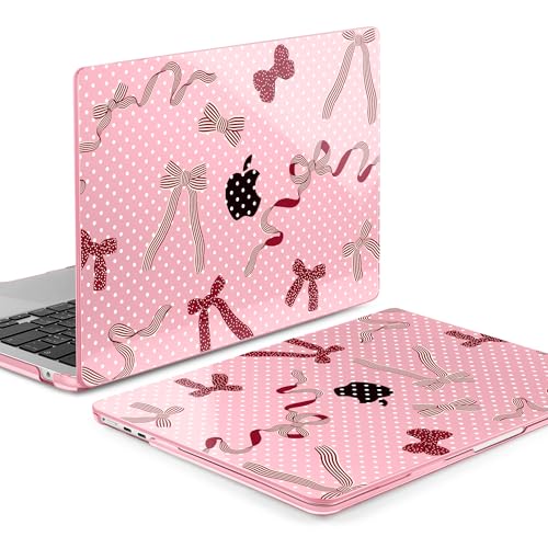 Image of MEEgoodo Case for M5 /M4 /M3 /M2 MacBook Air 13 inch 2026 2025 2024 2022, Fit Model A3449 /A3240 /A3113 /A2681, Case Compatible with MacBook Air 13.6-inch, Polka Dots & Red Bow