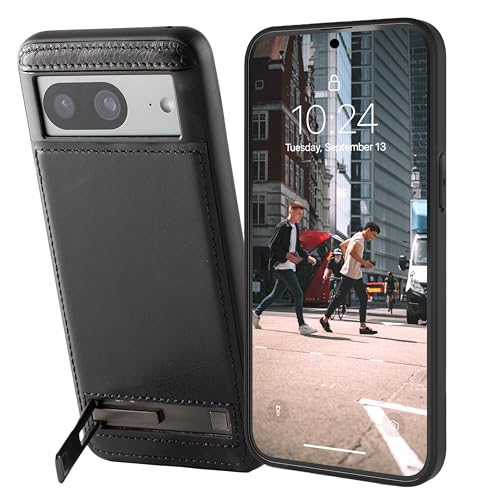 Étui de téléphone en cuir Pixel 8 compatible recharge sans fil et béquille
