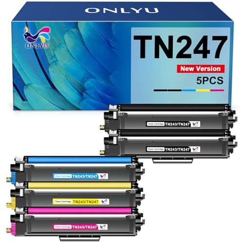 TN-243CMYK TN247 DCP-L3550CDW Compatible pour Toner Brother DCP-L3550CDW TN243 TN243CMYK Toner MFC-L3750CDW MFC-L3770CDW HL-L3270CDW HL-L3230CDW HL-L3210CW DCP-L3510CDW Pack de 5
