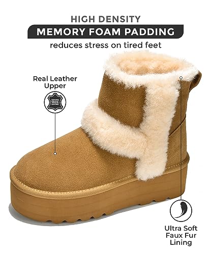 Project Cloud Genuine Suede Winter Boots for Women - Memory Foam Platform Non-slip Ankle Footwear - Fall Shoes 2025 (Furby)3