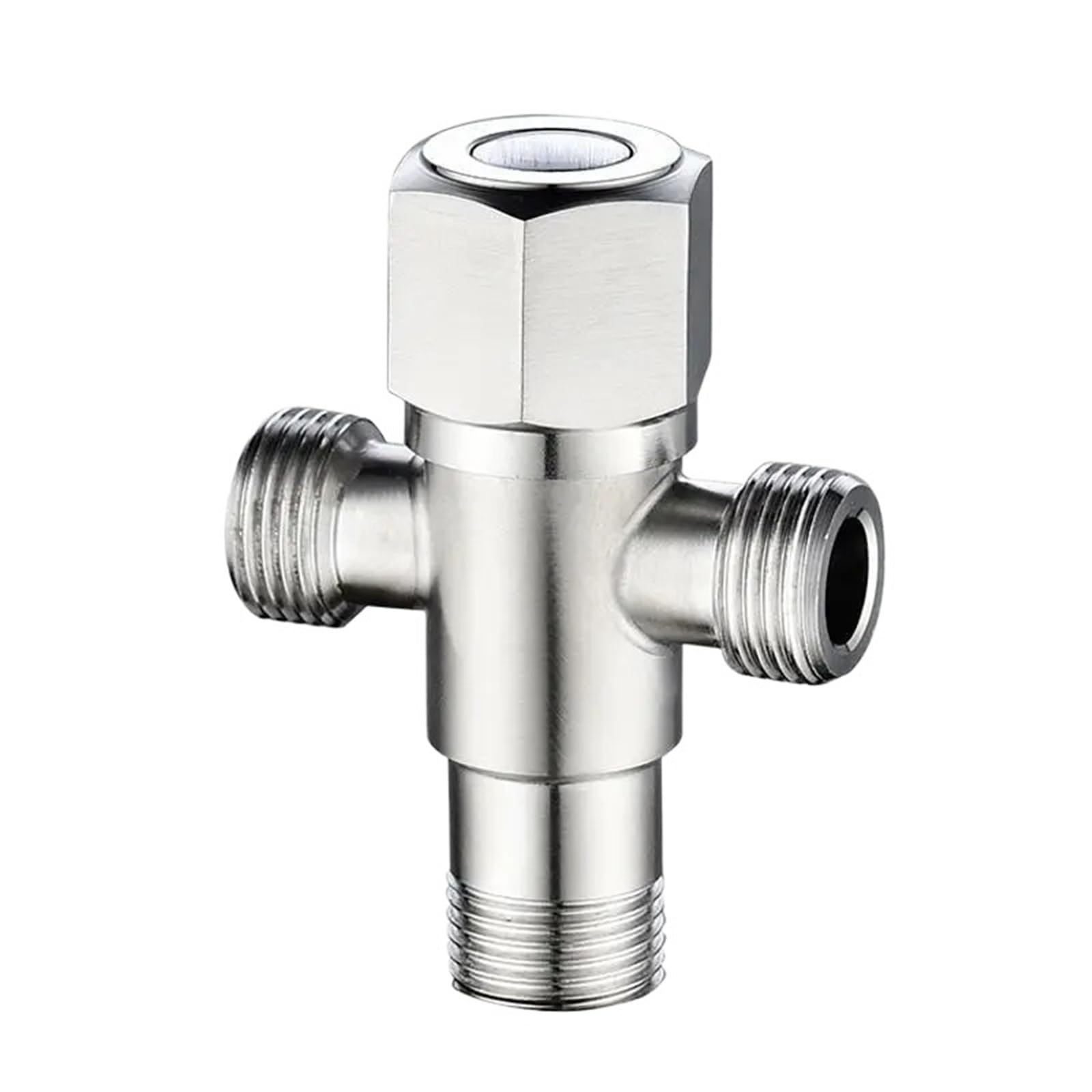 Yilwpv Silver 2 Pcs Stainless Steel Bathroom Valve Two Way Angle G1/2 Thread Water Inlet For Faucet Accessories For Bathroom