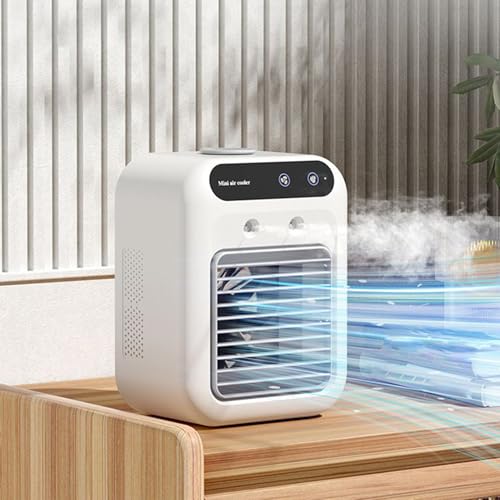 Tragbarer AC- Ventilator- Tragbarer USB- Ventilator mit 2 Geschwindigkeiten | 1800 mAh Indoor- Desktop- Luftbefeuchter, 25 W Klimaanlagen- Ventilatoren für Kinderzimmer, Wohnmobil, Bau, Wohn-5