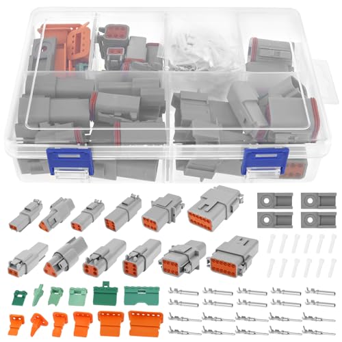 Image of 214 Pcs Automotive Electrical Connector Set IP67 Waterproof 2/3/4/6/8/12 Pin Connector Kit with 75 Pair Stamped Terminal for Boat Motorcycle