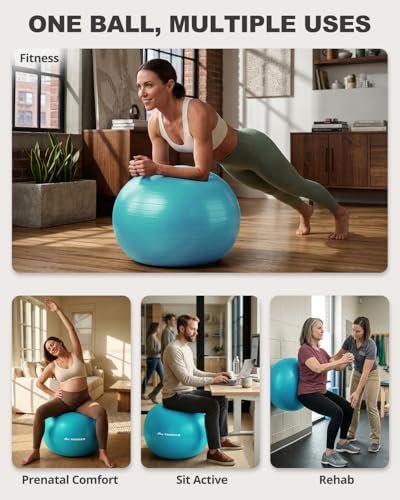 Image of Trideer Yoga Ball for Exercise, Pilates, Core & Balance Training, Stability Ball for Pregnancy & Birthing Prep, Physical Therapy, Daily Stretching, Office Chair for Active Sitting, Quick Pump Included
