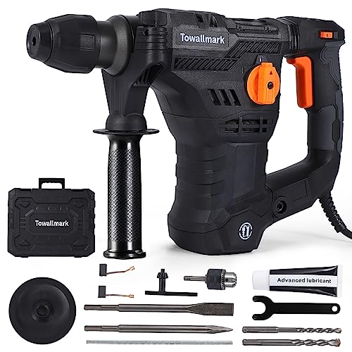 SDS-Plus Rotary Hammer Drill 1500W, 4 in-1 Multi-Functional Heavy Duty Hammer Drill with Safety Clutch and Vibration Control, Perfect for Concrete, Tile Removal, Wall Brick, Stone, Metal