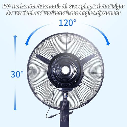 Commercial Outdoor Misting Fan for Patio, 28in & 32in with 42L Water Tank, 3 Cooling Speeds, Portable Industrial Pedestal Fan, Powerful 30in Wind