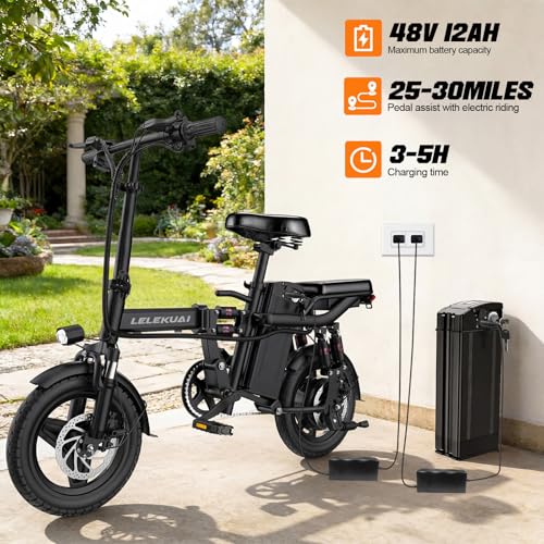 Image of LELEKUAI Electric Bike for Adults, 1200W Peak Motor Commuter Ebike, 20-28MPH Speed, 32 Miles Range, Removable Waterproof Battery, Dual Disc Brakes Electric Bicycle, UL 2849 Certified