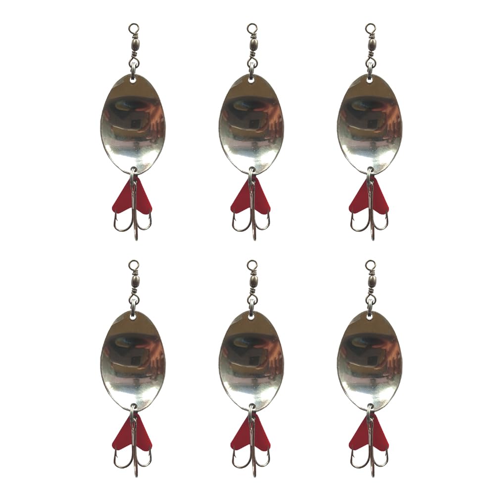 CORAL INDIA - 19gm HYDERABADI Handmade Fishing Spoon Stainless Steel Silver Lure Fishing Tools Accessories Hard Fishing Lures Treble Hooks Metal Lure Baits (19gm-Hyderabadi-Spoon-Pack06)-image-6